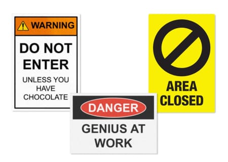 Order surface safe labels for walls and doors
